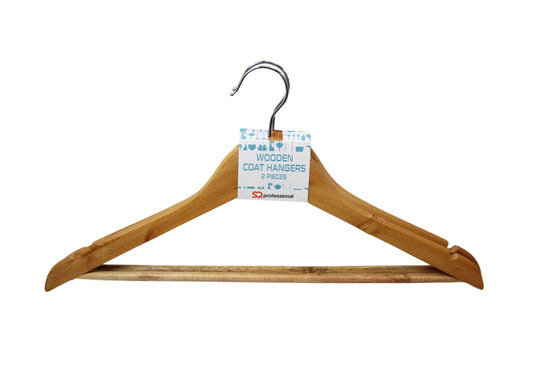 Wooden Coat Hangers Home Wardrobe Clothes Coat Hangers 2 Pack 45cm x 23cm 7452 (Parcel Rate)