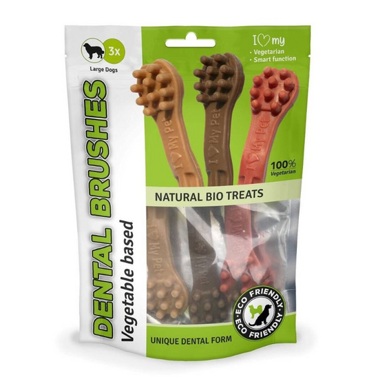 Pet Dog Treats Dental Toothbrush Large Dogs 3 Pack 74939 (Parcel Rate)