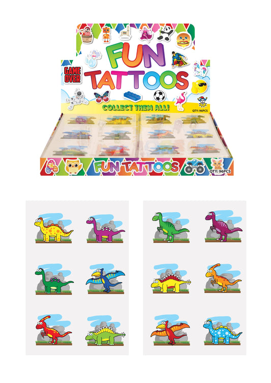 Mini Dinosaur Temporary Tattoo Sheets (4cm) Assorted Designs N51044 (Parcel Rate)