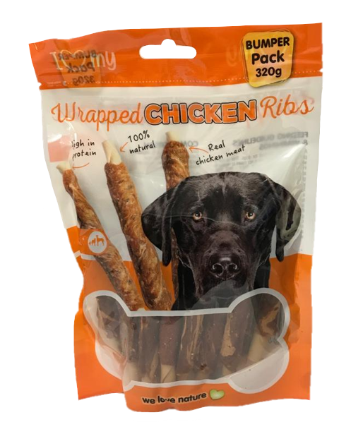 Pet Dog Treats Wrapped Chicken Ribs 320g 77169 (Parcel Rate)