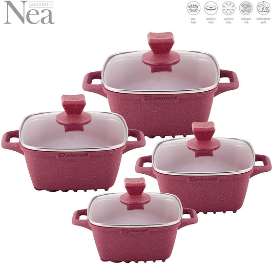 Nea Marbell Square Stockpot Set of 4 Rossa 6902 (Big Parcel Rate)