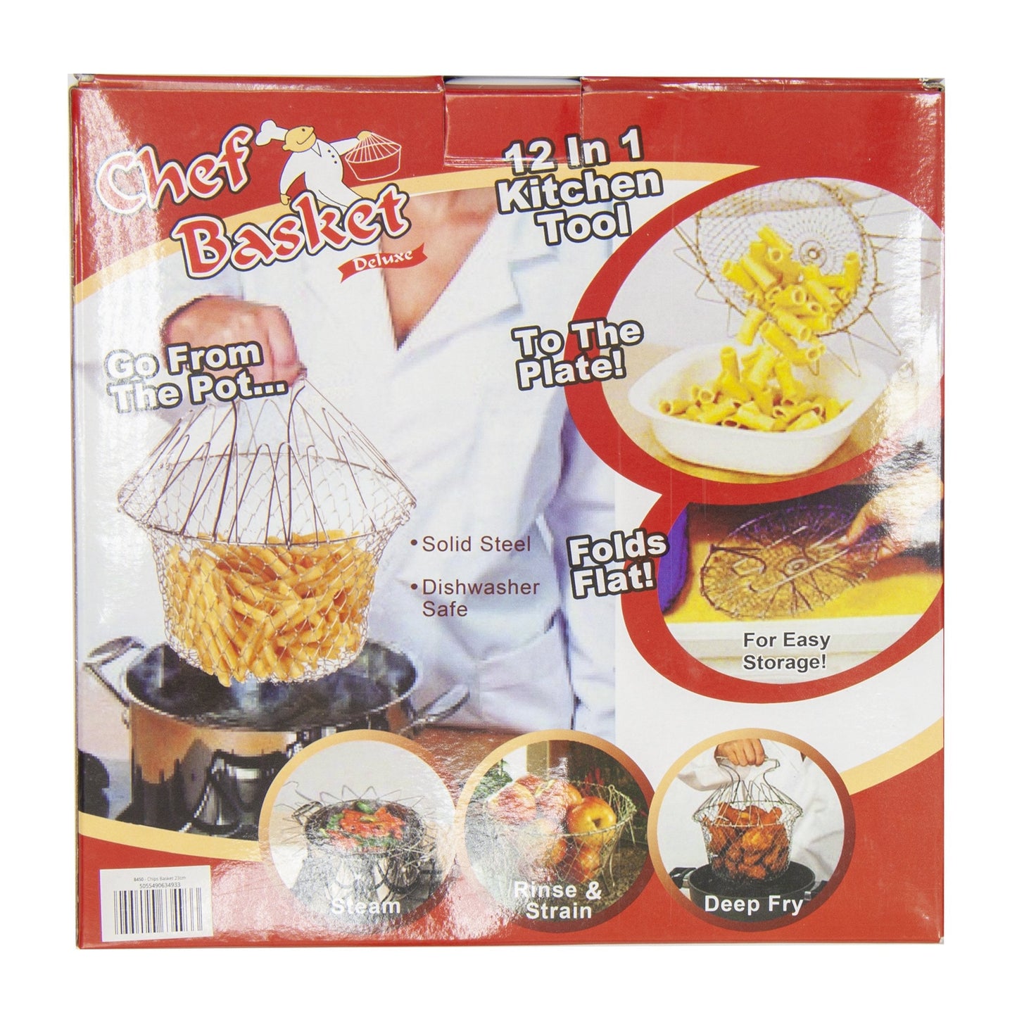 Stainless Steel Deep Frying Folding Chips Basket Easy Cook Folds Flat Easy Storage 23cm 8450 (Parcel Rate)