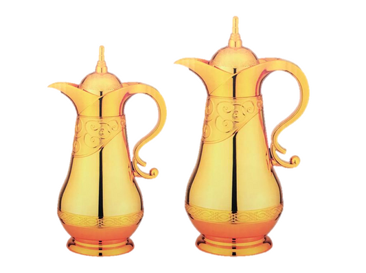 Durane Ornate Vacuum Flask Hot Drink Dispenser Set 2pc Gold 8556 (Parcel Rate)