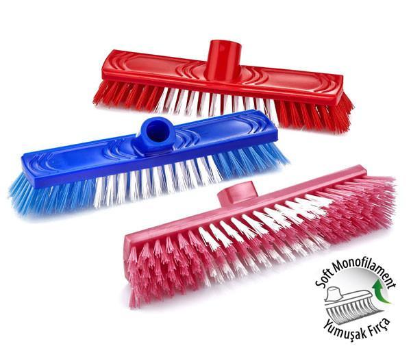 High Quality Brush Head Broom  Plastic 3 Colours ZP156 (Parcel Rate)