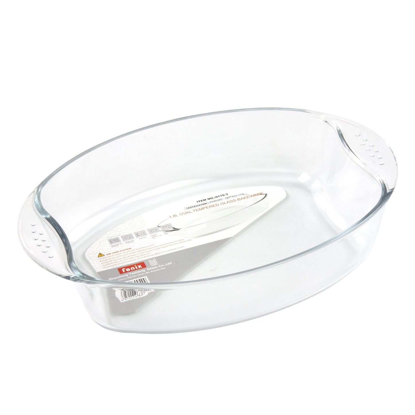 Tempered Glass Oval Roasting Baking Tray Kitchen Dish 1.8 Litre 30 x 21 x 6.5cm 8966 (Parcel Rate)
