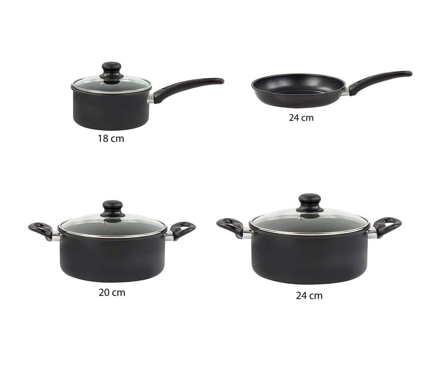 SQ Carbon Steel Cooking Pan Set of 7 Black 9166 (Big Parcel Rate)