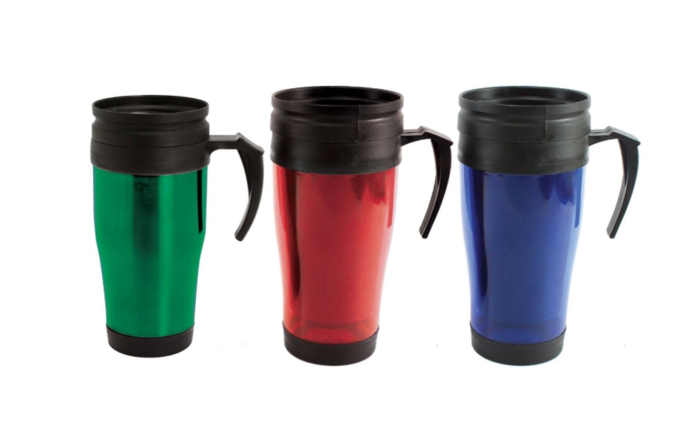 SQ Professional Retro Travel Mug 450ml Assorted Colours FLK1037 / 9995  (Parcel Rate)