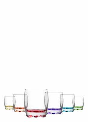 Set Of 6 Boxed PC Adora Coloured Whisky Glasses 290cc ADR15PT068FC (Parcel Rate)