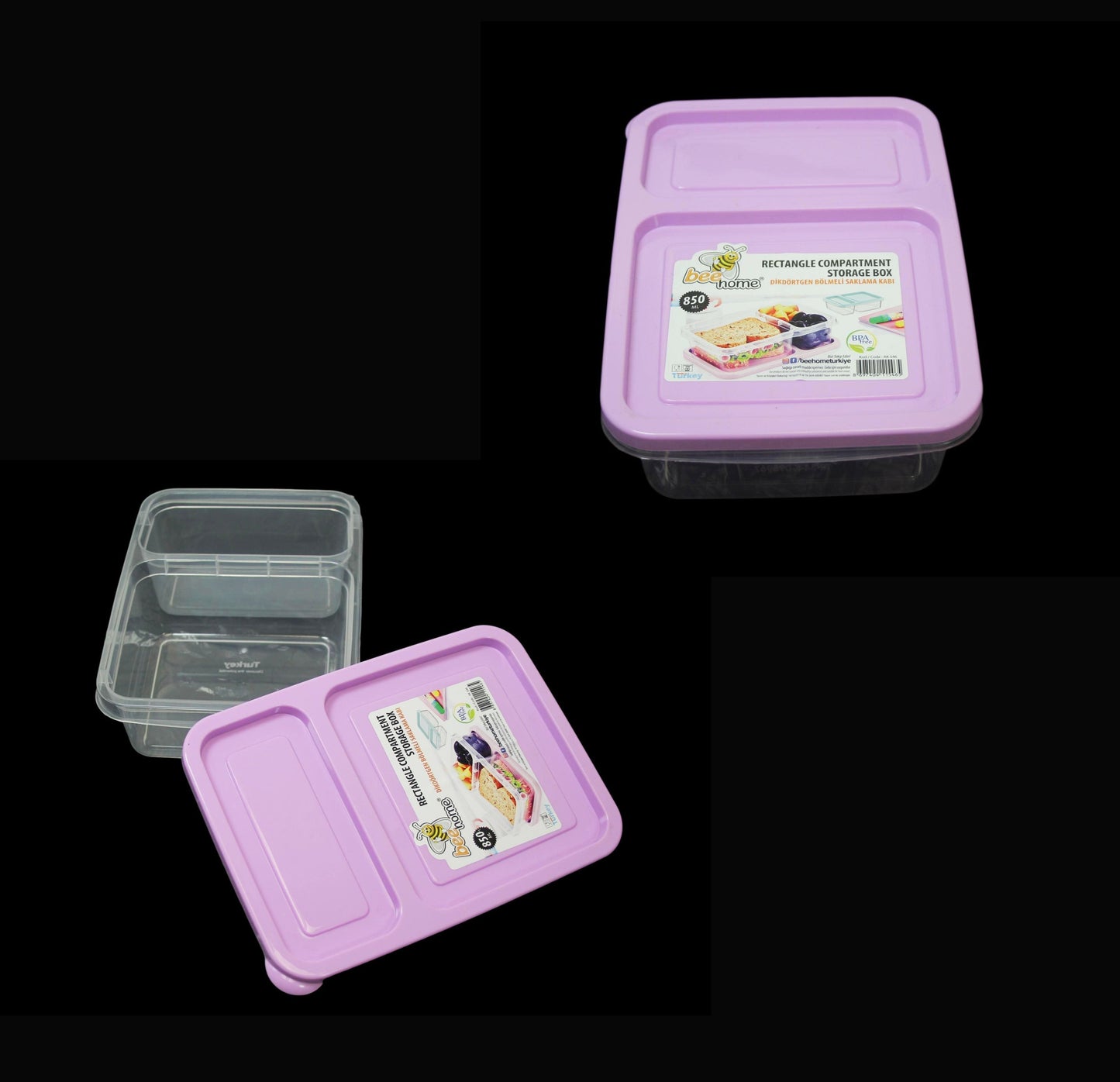Plastic Storage Divider Container Compartment Food Box 850ml 18 x 6cm AK546 (Parcel Rate)