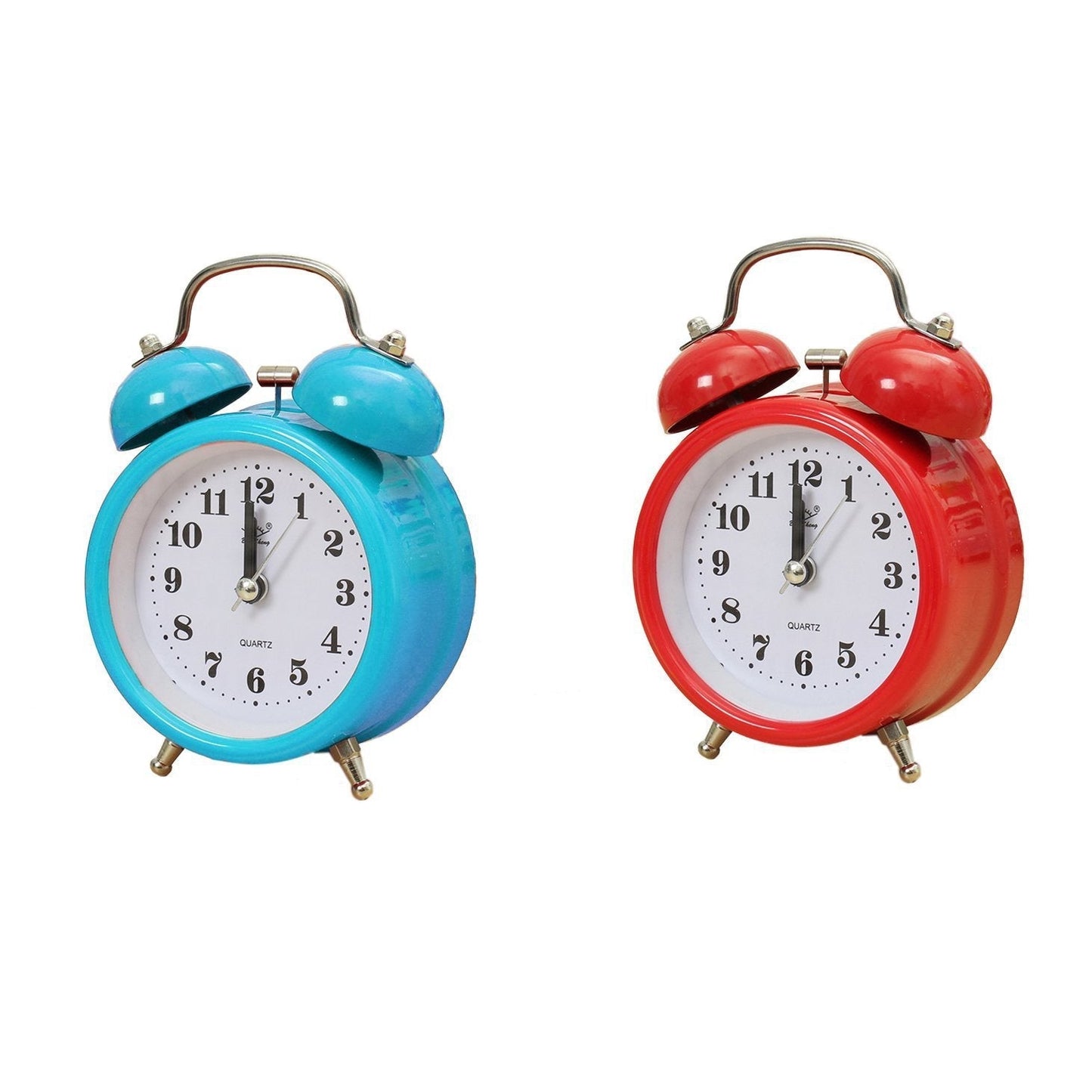 Round Bedroom Alarm Clock with Bell Retro Design 8 cm Assorted Colours 0516 (Parcel Rate)