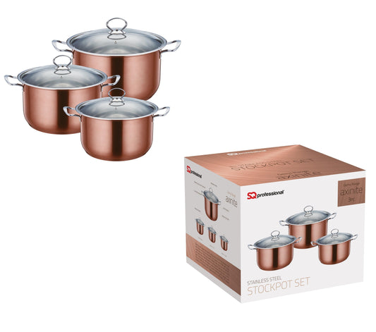 SQ Professional Stainless Steel Gems Range Axinite 3 Pcs Stock Pot P96835 (Big Parcel Rate)