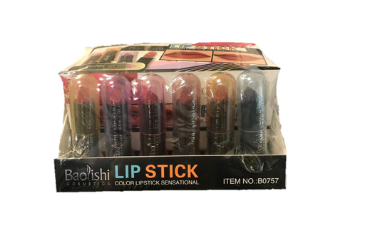Baolishi Lipstick Assorted Colours Box of 24 B0757 (Parcel Rate)