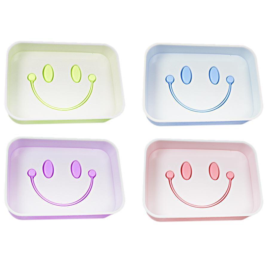 Bathroom Smiley Face Plastic Soap Box Assorted Colours 13cm x 9cm 5057 (Parcel Rate)