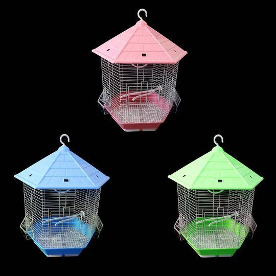 Hexagon Metal Bird Cages Budgie Finch Canary Indoor Assorted Colours 1007 A  (Big Parcel Rate)