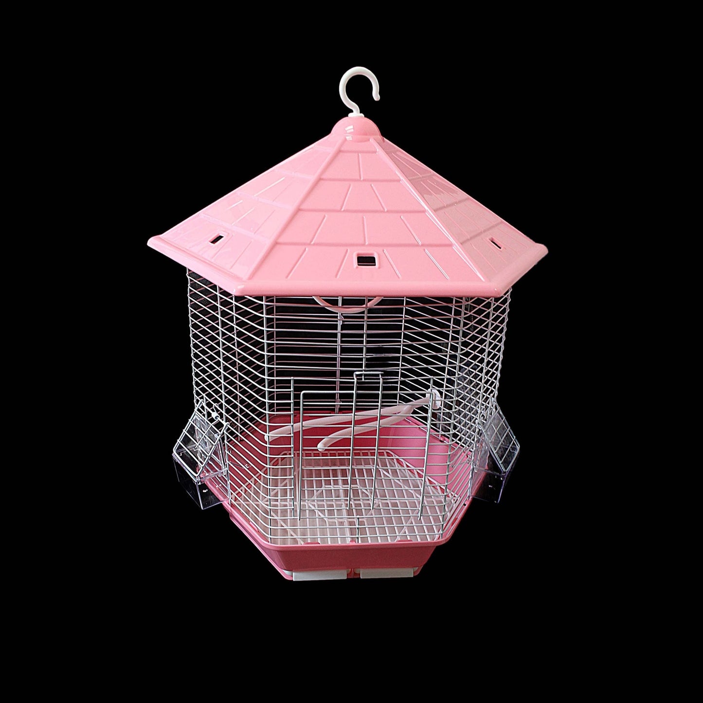 Hexagon Metal Bird Cages Budgie Finch Canary Indoor 26 x 30 cm Assorted Colours 1006 (Parcel Rate)
