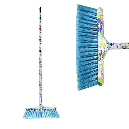 Indoor Sweeping Soft Bristles Brush Broom with Handle Assorted Designs and Colours 51077 (Big Parcel Rate)