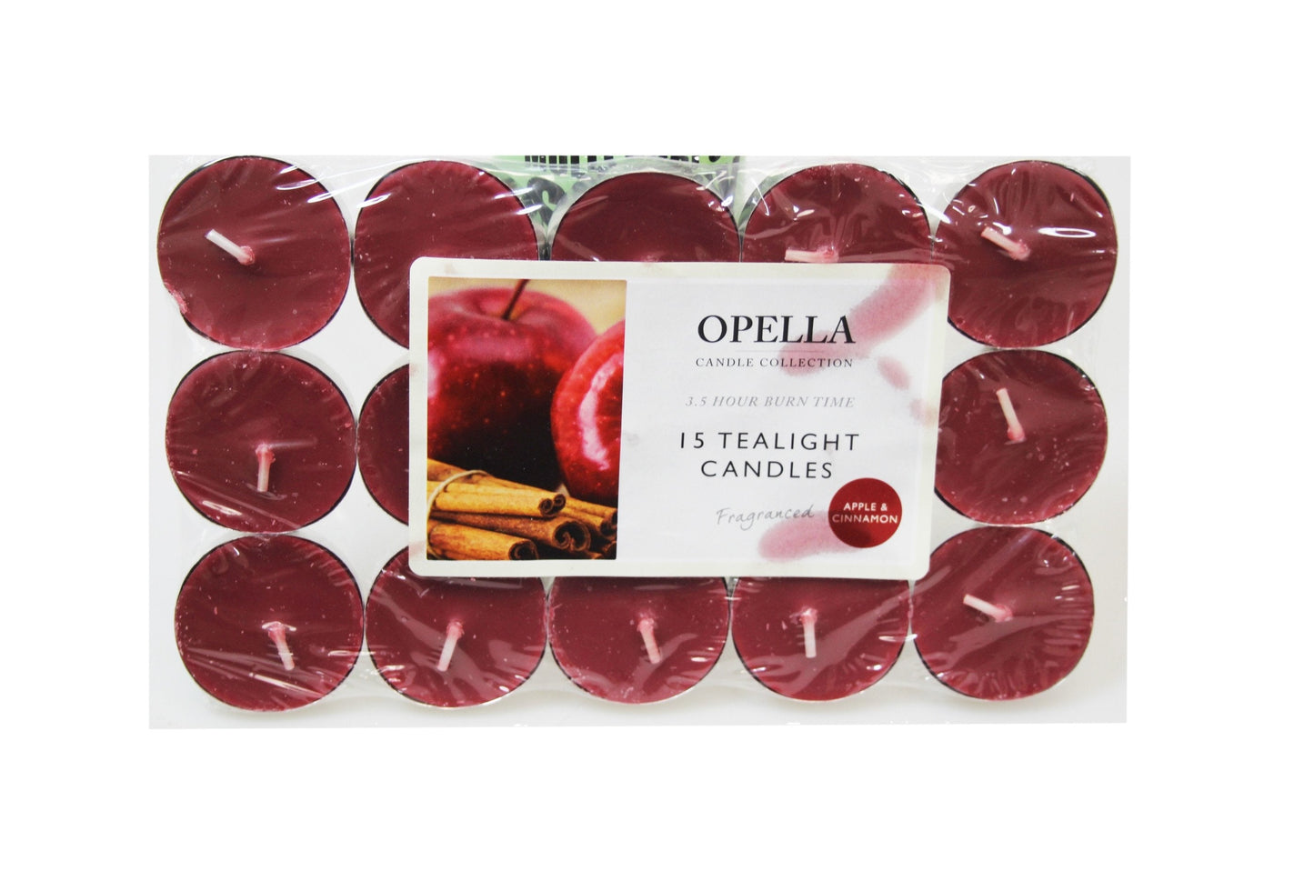 Beautifully Scented Opella Apple and Cinnamon 12 Tealight Candles 3.5 Hour Burn Time CD001A (Parcel Rate)