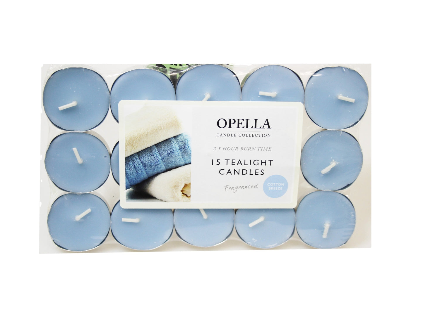 Beautifully Scented Opella Cotton Breeze 12 Tealight Candles 3.5 Hour Burn Time CD001C (Parcel Rate)