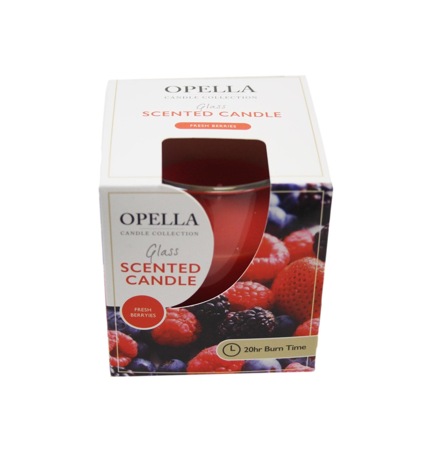 Opella Scented Candle In Glass Jar Fresh Berries Fragrance 5 x 6.5 cm CDJARB (Parcel Rate)