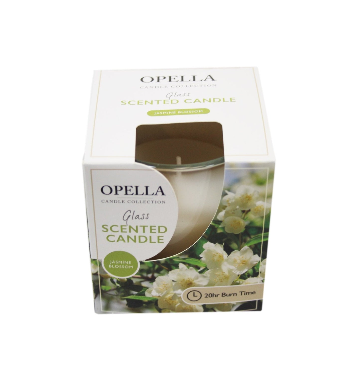 Opella Scented Candle In Glass Jar Jasmine Blossom Fragrance 8 x 7cm CDJARJ (Parcel Rate)
