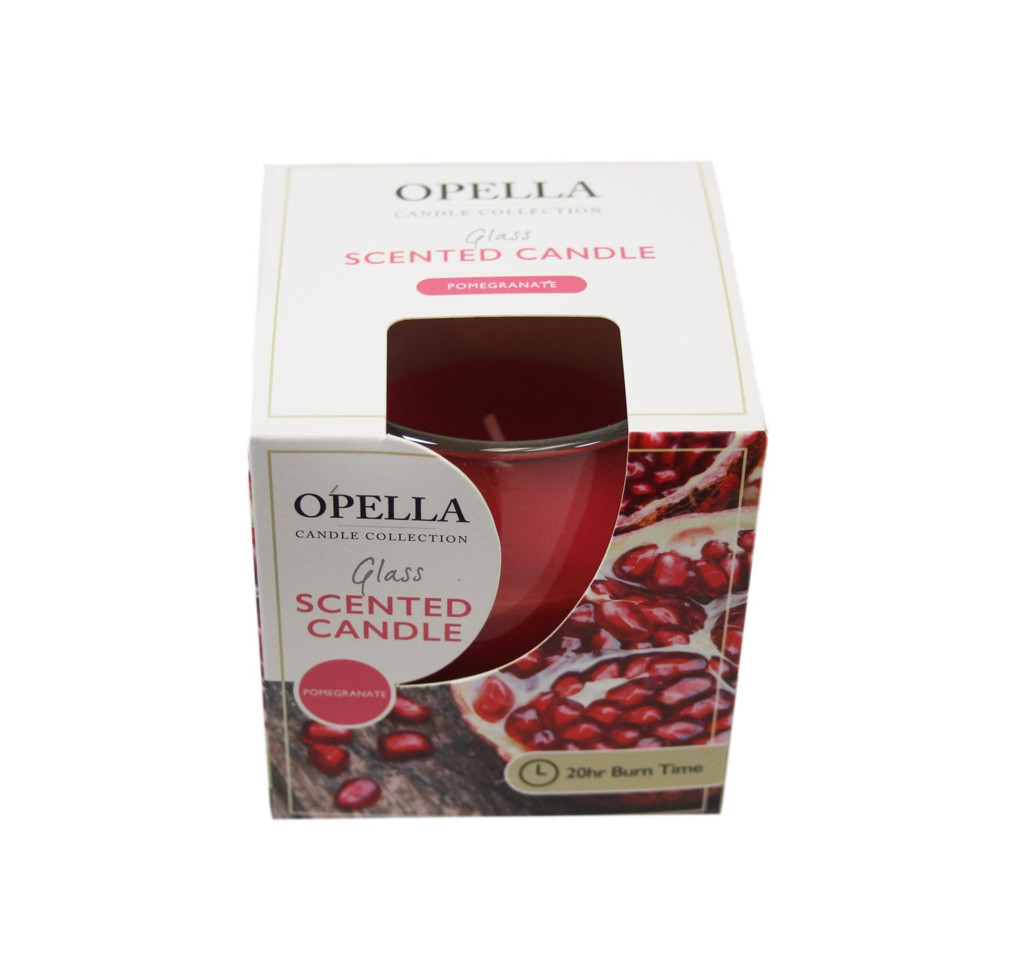 Opella Scented Candle In Glass Jar Pomegranate Fragrance 8 x 7cm CDJARP (Parcel Rate)