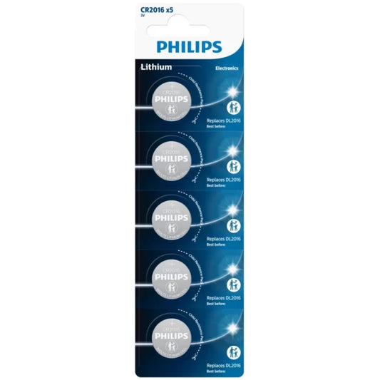 Philips Lithium Coin Battery 3V CR2016 x5 PHICR2016B5 (Large Letter Rate)