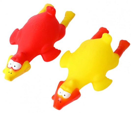 Squeaky Chicken Dog Toy With Crosshair Assorted Colours 19cm 6045 (Parcel Rate)