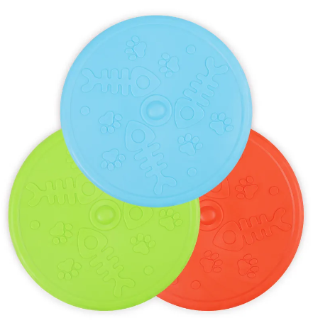 Pet Dog Toy Silicone Rubber Frisbee Flying Disc Assorted Colours 3043 A  (Parcel Rate)