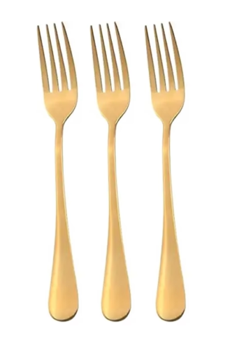 Gold Coloured Metal Forks Pack of 3 20 cm 7029 (Parcel Rate)