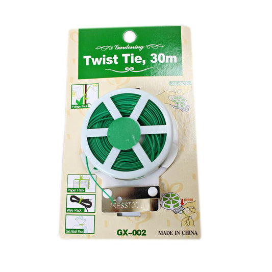 Twist Tie Plastic Coated Garden Wire with Cutter 30m 0616 (Large Letter Rate)