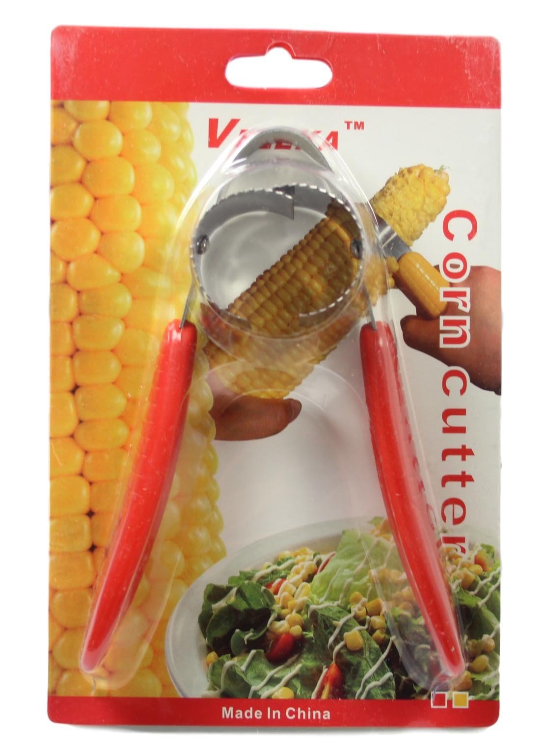 One Step Corn Peeler Thresher Tool Kitchen Cob Kerneler Cutter Stripper Red 5221 (Parcel Rate)
