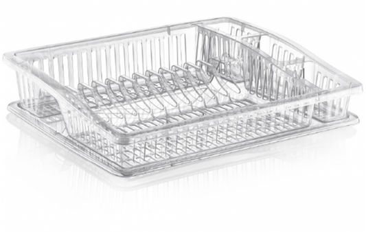 Transparent Step Dish Cutlery Cup Glass Drainer With Tray 07106 A  (Parcel Rate)