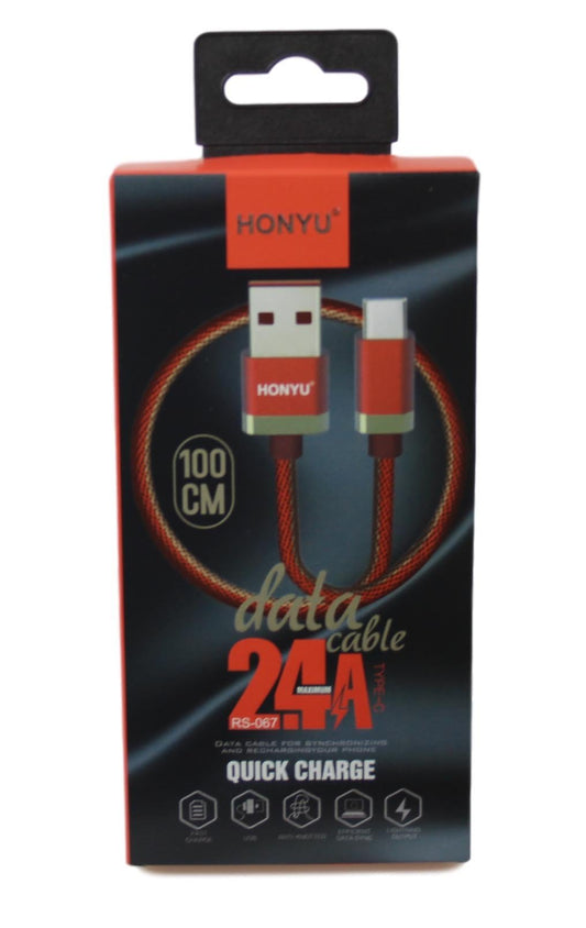 Honyu Data Cable Quick Charge Fast Charge 24A USB Charging Anti Knot 100cm 5486 (Parcel Rate)