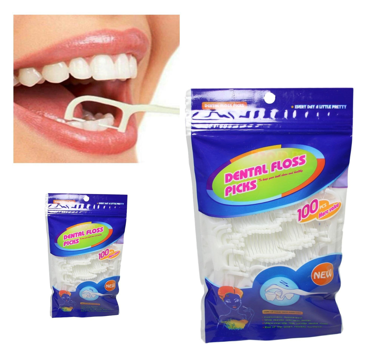 Smart Flexible Dental Floss Picks Care And Cleaner Teeth Ultra Fine Strip 100 Packs 5240 (Parcel Rate)