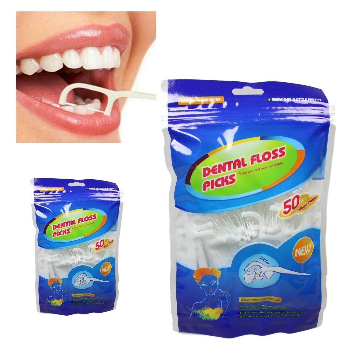Smart Flexible Dental Floss Picks Care And Cleaner Teeth Ultra Fine Strip 50 Packs 5239 (Parcel Rate)