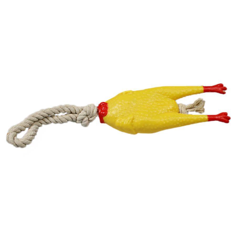 Dog Toy Chicken With Rope Teething Fetch Toy 4990A (Parcel Rate)