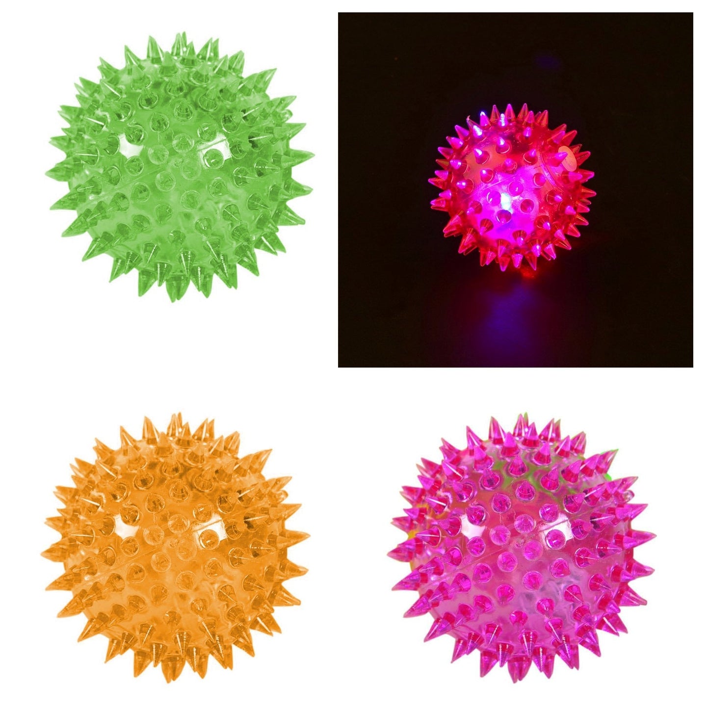 Light Up Spikey LED Ball for Pets Dog / Cat Flashing Assorted Colours 0059 (Parcel Rate)