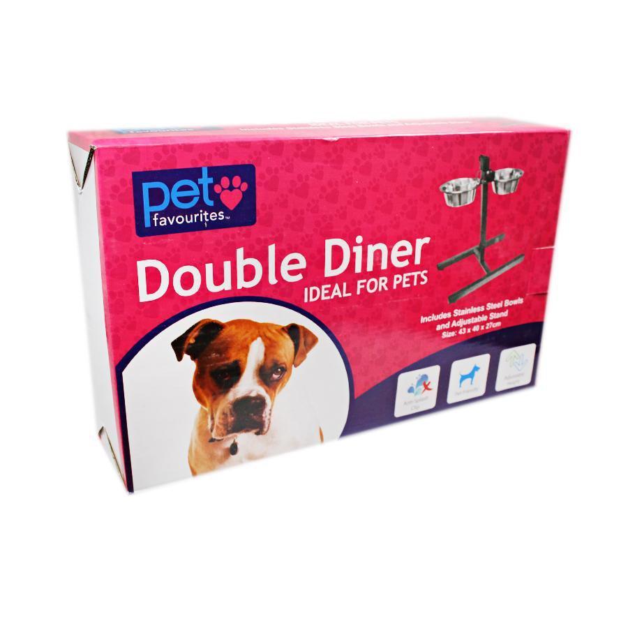 Pets Double Diner 2 Bowl Stand Adjustable Anti Splash Clip ST1698 / TWL1529 (Parcel Rate)