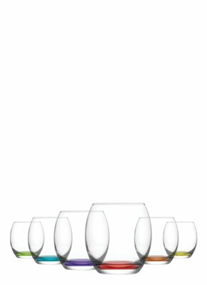 Empire Whiskey Drinking Glasses 405cc Set of 6 Coloured Glass EMP364PT0 (Parcel rate)