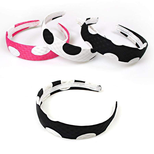 Girls Fancy Fabric Stylish Hair Head Band Polka Dot Design Assorted Colours 2642 (Parcel Rate)