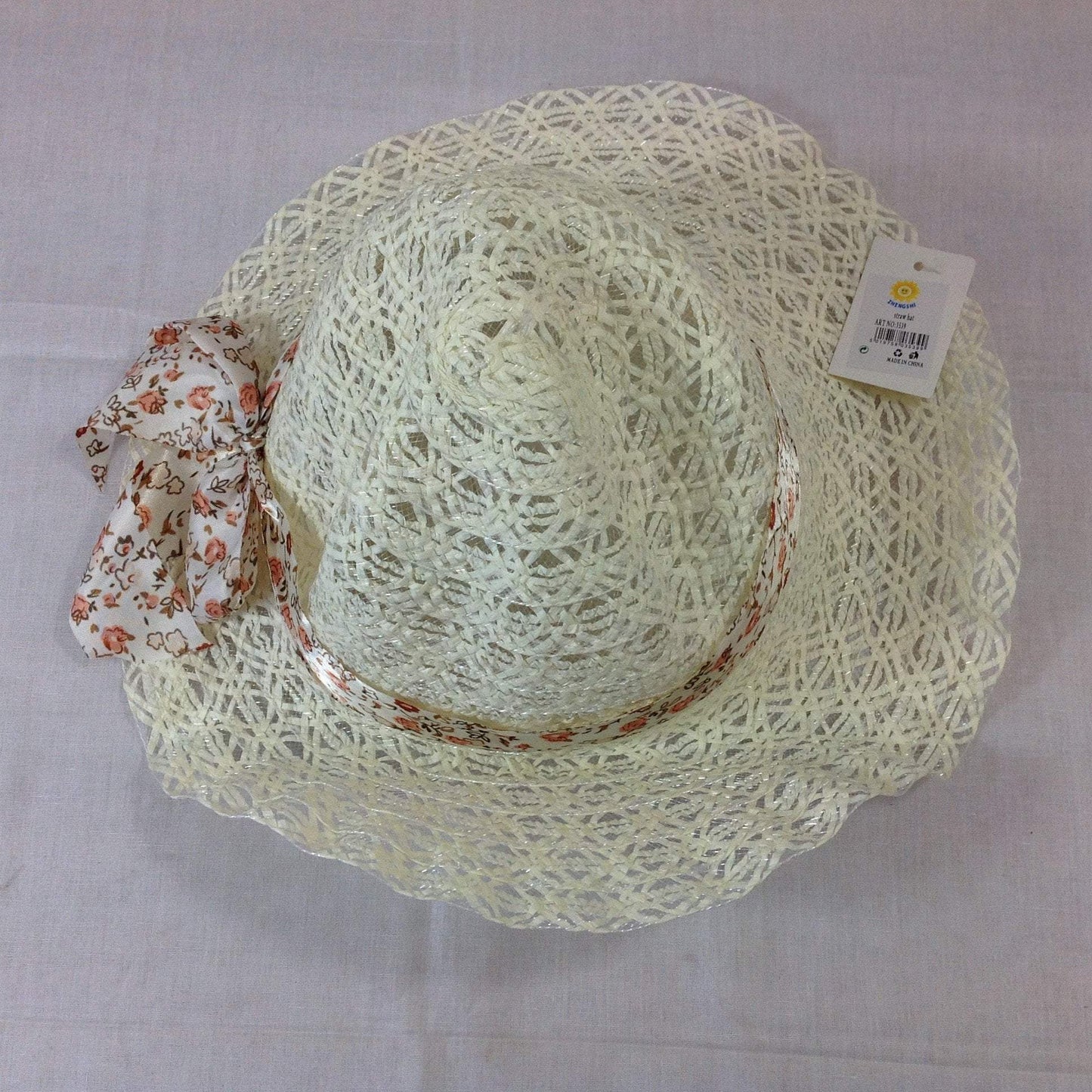 Designer Ladies Women Straw Beach Sun Summer Hat With Bow  3539 (Parcel Rate)