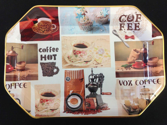 Plastic Rectangle Coffee Serving Tray 45 x 32 cm Assorted Designs 1390 (Parcel Rate)