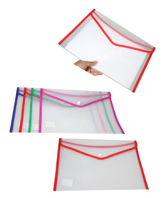 Extra Large Plastic Stud Document Wallet File Folder 36 x 26 cm Assorted Colours 5384 (Parcel Rate)