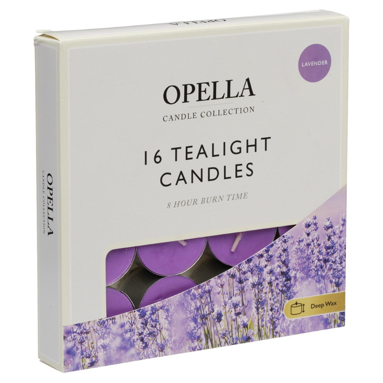 16 Opella Tealight Candles 8 Hour Long Burn Lavender CDFRL A  (Parcel Rate)