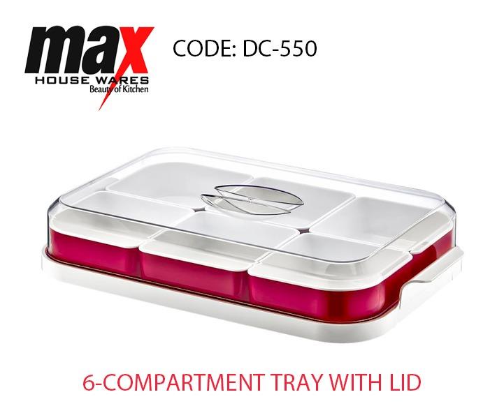 6 Compartment Tray With Lid Kitchen Home DC550 A (Parcel Rate)