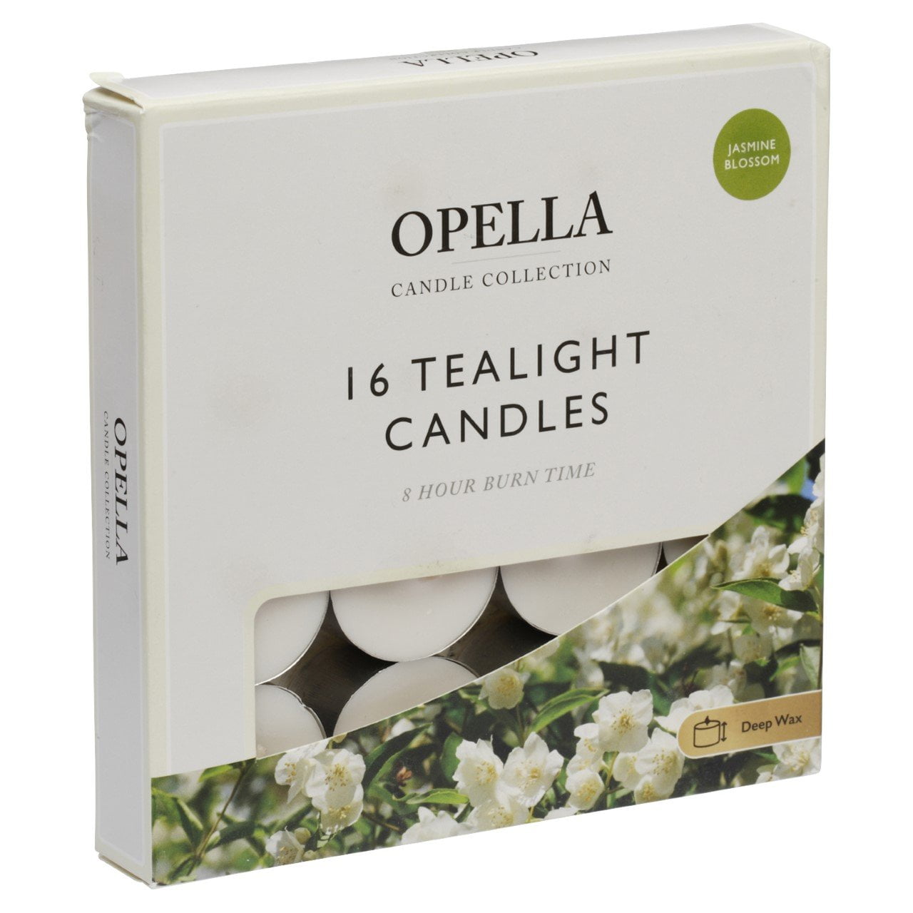 16 Opella Tealight Candles 8 Hour Long Burn Jasmine Blossom (10/60) CDFRJ (Parcel Rate)