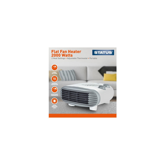 Flat Fan Heater 2000 Watts 2 Heat Settings FFH1P2000W  A (Parcel Rate)p