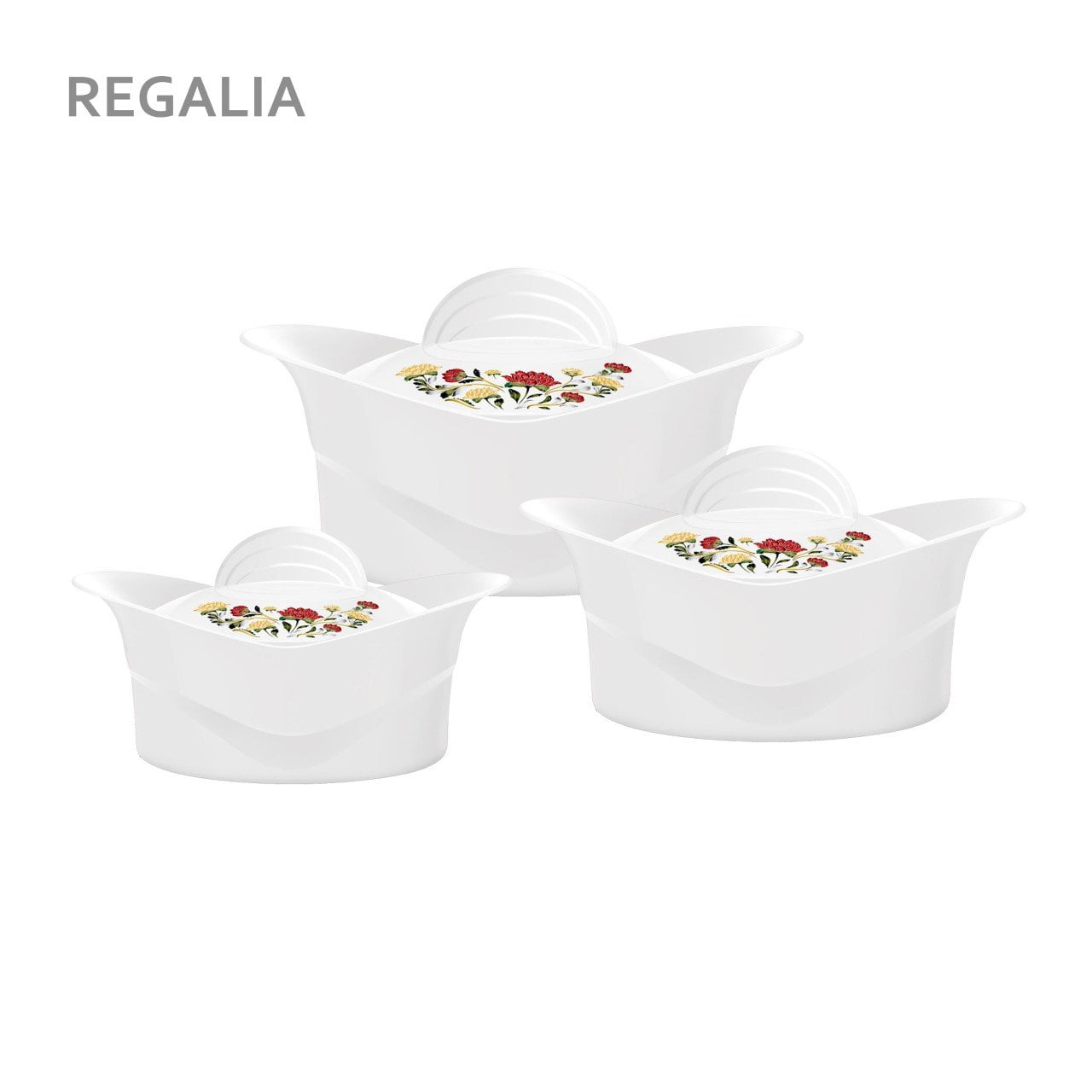 Regalia Insulated Casserole Set 3pc White 1000-1500-2500ml 5768  (Parcel Rate)
