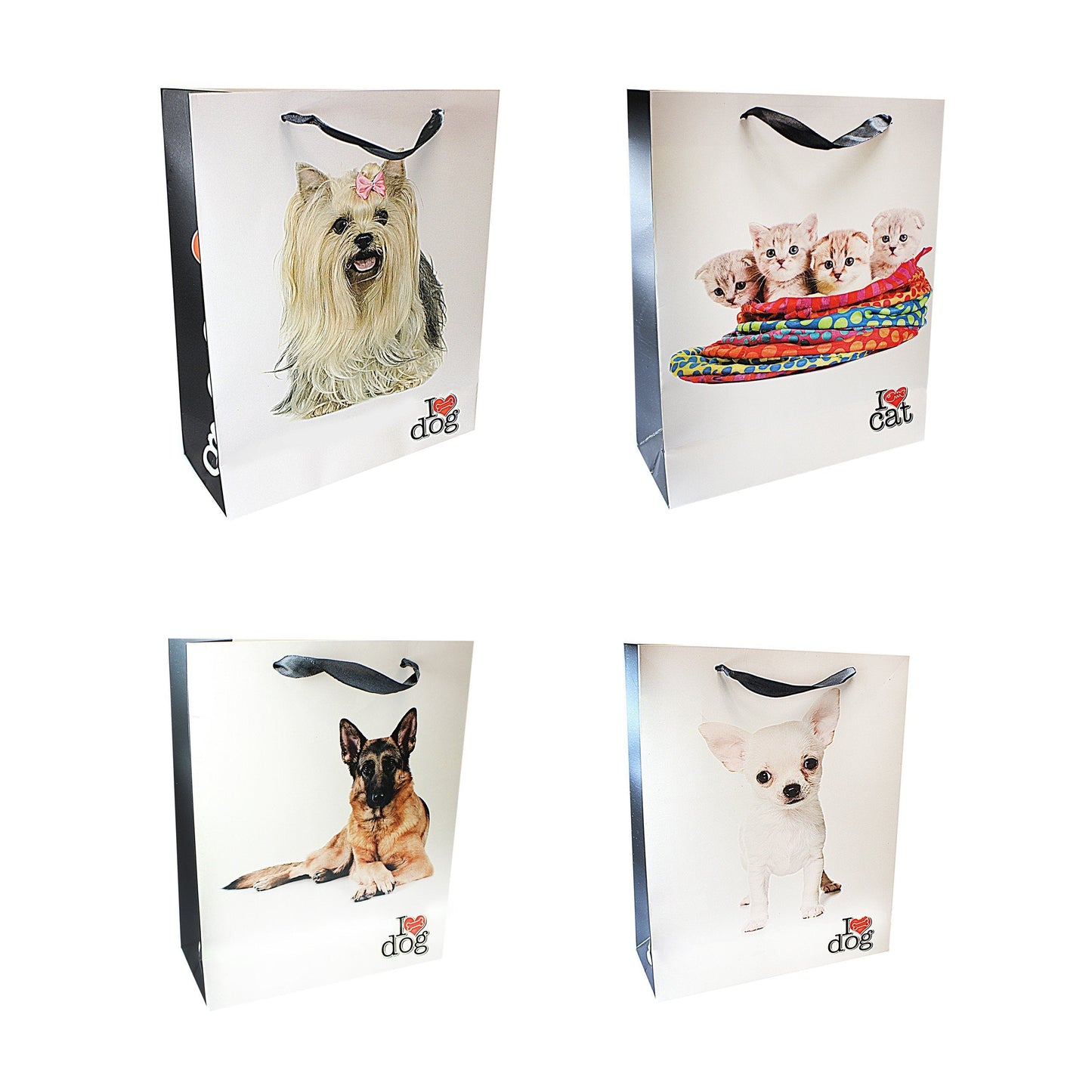 High Quality Gift Bags With Black Ribbon Cat Dog Designs 3 Sizes (Large Letter Rate)  2327