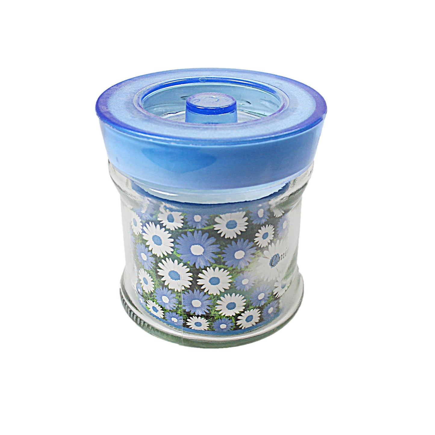 Floral Red/ Blue Glass Jar Kitchen Multipurpose Use 1.2 Litres k4076 (Parcel Rate)